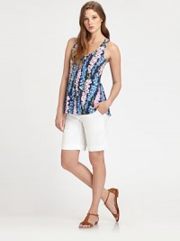 Style is in full bloom, thanks to this floral-print, pima cotton tank top with a sporty racerback. ScoopneckSleevelessAllover printRacerbackPull-on styleAbout 25 from shoulder to hemCottonMachine washImported Model shown is 5'9½ (176cm) wearing US size Small. Style is in full bloom, thanks to this floral-print, pima cotton tank top with a sporty racerback. ScoopneckSleevelessAllover printRacerbackPull-on styleAbout 25 from shoulder to hemCottonMachine washImported Model shown is 5'9½ (176cm) wearing US size Small.