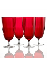 Make it merrier. With red bowls perched on luminous stems, Holiday Optic glasses lend prismatic cheer to Christmas parties. By Lenox. Make it merrier. With red bowls perched on luminous stems, Holiday Optic glasses lend prismatic cheer to Christmas parties. By Lenox.
