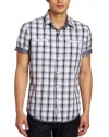 Calvin Klein Jeans Men's Pacific Seersucker Plaid Short Sleeve Buttondown Shirt