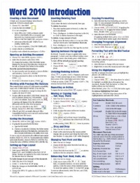Microsoft Word 2010 Introduction Quick Reference Guide (Cheat Sheet of Instructions, Tips & Shortcuts - Laminated Card) Microsoft Word 2010 Introduction Quick Reference Guide (Cheat Sheet of Instructions, Tips & Shortcuts - Laminated Card)