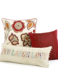 Into the red. Martha Stewart Collection brings a rich red color to this decorative pillow, perfect for anywhere in your home. Into the red. Martha Stewart Collection brings a rich red color to this decorative pillow, perfect for anywhere in your home.