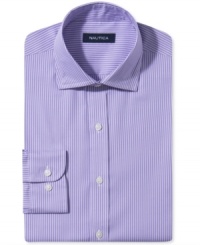 Keep your workweek style in line with stripes and this no-iron dress shirt from Nautica. Keep your workweek style in line with stripes and this no-iron dress shirt from Nautica.