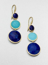 From the Jaipur Resort Collection. The gorgeous hues of lapis and turquoise bring drama and beauty to a graceful drop design formed of graduated, faceted stones set in hand-engraved 18k gold with a rich brushstroke texture.Lapis and turquoise18k yellow goldLength, about 2Ear wireMade in Italy From the Jaipur Resort Collection. The gorgeous hues of lapis and turquoise bring drama and beauty to a graceful drop design formed of graduated, faceted stones set in hand-engraved 18k gold with a rich brushstroke texture.Lapis and turquoise18k yellow goldLength, about 2Ear wireMade in Italy