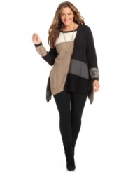 Pair your leggings with Style&co.'s long sleeve plus size sweater, punctuated by a handkerchief hem. Pair your leggings with Style&co.'s long sleeve plus size sweater, punctuated by a handkerchief hem.
