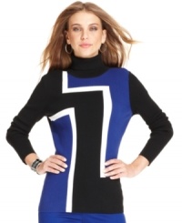 Turtlenecks have never looked so good! Keep up to date with fall fashion with this chic colorblocked sweater from Style&co. Turtlenecks have never looked so good! Keep up to date with fall fashion with this chic colorblocked sweater from Style&co.