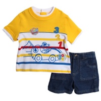 BT Kids Infant Boys (12-24mo) 2pc yellow top & denim shorts set - 3,2,1 racer BT Kids Infant Boys (12-24mo) 2pc yellow top & denim shorts set - 3,2,1 racer