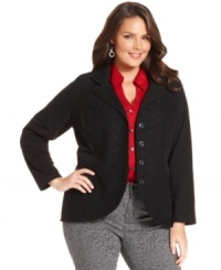 Add an on-trend layer to your looks this season with Style&co.'s plus size jacket, accented by lace insets. (Clearance) Add an on-trend layer to your looks this season with Style&co.'s plus size jacket, accented by lace insets. (Clearance)