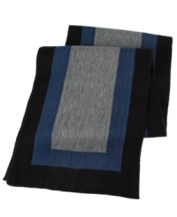 Color blocking that borders on greatness. A soft woven muffler from Tallia edged in thick bands of color. Color blocking that borders on greatness. A soft woven muffler from Tallia edged in thick bands of color.