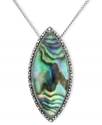 Inspire your look with ocean color. Genevieve & Grace's pretty pendant features marquise-cut abalone glass and glittering marcasite. Set in sterling silver. Approximate length: 18 inches. Approximate drop: 1-5/16 inches. Inspire your look with ocean color. Genevieve & Grace's pretty pendant features marquise-cut abalone glass and glittering marcasite. Set in sterling silver. Approximate length: 18 inches. Approximate drop: 1-5/16 inches.