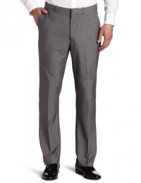 Perry Ellis Men's Portfolio Narrow Stripe Flat Front Dress Pant, Grey, 34x30