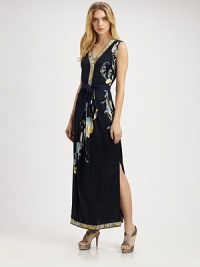 All-around flattering, this jersey dress features a stunning print, an alluring neckline and a seductive side slit.V-necklineSleevelessAllover printSelf-tie beltSide slitConcealed back zipperAbout 43 from natural waistViscoseDry cleanImported Model shown is 5'10½ (179cm) wearing US size Small. OUR FIT MODEL RECOMMENDS ordering true size. All-around flattering, this jersey dress features a stunning print, an alluring neckline and a seductive side slit.V-necklineSleevelessAllover printSelf-tie beltSide slitConcealed back zipperAbout 43 from natural waistViscoseDry cleanImported Model shown is 5'10½ (179cm) wearing US size Small. OUR FIT MODEL RECOMMENDS ordering true size.