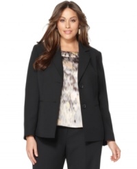 This plus size jacket is a versatile piece to add to your work wardrobe. It easily pairs with other pieces from Kasper's collection of plus size suiting separates.