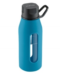Quench your thirst with a classic! The silicone jacket adds a splash of color and a soft grip to the durable glass bottle with airtight twist cap and easy-carry loop design, which keeps this companion by your side all day long. Quench your thirst with a classic! The silicone jacket adds a splash of color and a soft grip to the durable glass bottle with airtight twist cap and easy-carry loop design, which keeps this companion by your side all day long.