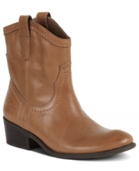 GUESS' Jenette booties are western-inspired with a great metallic sheen. An inside zipper pulls things together, while stitched detailing along the outside adds a hint of texture. GUESS' Jenette booties are western-inspired with a great metallic sheen. An inside zipper pulls things together, while stitched detailing along the outside adds a hint of texture.
