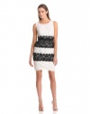 BCBGMAXAZRIA Women's Nina Color Blocked Lace Sheath Dress, Off-White, 6