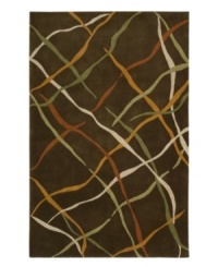 Composed with cool colors and markedly crisp designs, this abstract rug livens up any interior space. Super-soft, premium-quality wool is hand-carved for added depth and texture. Presenting deep hues of green, orange and burnt red, this distinctive piece will catch the eye in every room. Composed with cool colors and markedly crisp designs, this abstract rug livens up any interior space. Super-soft, premium-quality wool is hand-carved for added depth and texture. Presenting deep hues of green, orange and burnt red, this distinctive piece will catch the eye in every room.