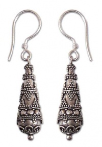 Sterling silver drop earrings, 'Traditions'