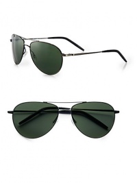 Sleek, double-bridge aviator crafted from high-quality metal sports a straight brow bar and classic, curved lens shape.Metal100% UV ProtectionImported Sleek, double-bridge aviator crafted from high-quality metal sports a straight brow bar and classic, curved lens shape.Metal100% UV ProtectionImported