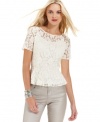 Pep up your look with this DKNY Jeans lace peplum top. Pair it with a tank top and coated jeans for sweet-meets-sultry appeal.