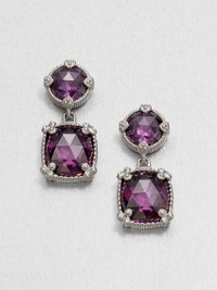 From the Ambrosia Collection. Beautifully faceted purple crystal stones set in sleek sterling silver in an elegant drop design. CrystalSterling silverDrop, about 1.25Post backImported