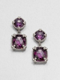 From the Ambrosia Collection. Beautifully faceted purple crystal stones set in sleek sterling silver in an elegant drop design. CrystalSterling silverDrop, about 1.25Post backImported From the Ambrosia Collection. Beautifully faceted purple crystal stones set in sleek sterling silver in an elegant drop design. CrystalSterling silverDrop, about 1.25Post backImported