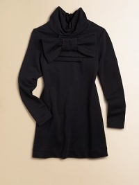 A gigantic bow wraps up this charming frock like the prettiest present imaginable, in the comfort of soft, plush cotton knit.High scrunch collarBig front bowLong sleevesHidden back zip closeSoftly shaped through the waistBack dartsSatin liningCottonHand washImported A gigantic bow wraps up this charming frock like the prettiest present imaginable, in the comfort of soft, plush cotton knit.High scrunch collarBig front bowLong sleevesHidden back zip closeSoftly shaped through the waistBack dartsSatin liningCottonHand washImported