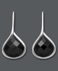 Sleek sophistication. These elegant drop earrings feature faceted onyx gemstones (15 mm) with facets that shimmer in the light. Set in sterling silver. Approximate drop: 1-1/4 inches. Sleek sophistication. These elegant drop earrings feature faceted onyx gemstones (15 mm) with facets that shimmer in the light. Set in sterling silver. Approximate drop: 1-1/4 inches.