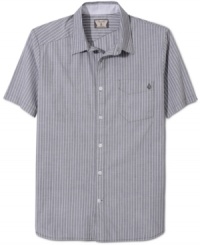 Your chilled-out look is here. This casual striped shirt from Volcom is ready to rock your weekend.