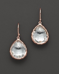 From the Rosé collection, small teardrop earrings with faceted clear quartz. Designed by Ippolita. From the Rosé collection, small teardrop earrings with faceted clear quartz. Designed by Ippolita.