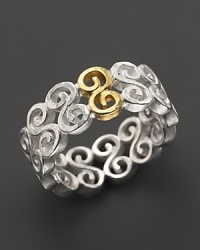 A single 24K link makes a statement on Gurhan's sterling silver Vortex ring. A single 24K link makes a statement on Gurhan's sterling silver Vortex ring.