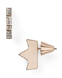 A little bit luxe, a little bit Lower East Side, this pair of Rebecca Minkoff stud earrings defines your look with distinct downtown flair, accented by Swarovski crystal stations.