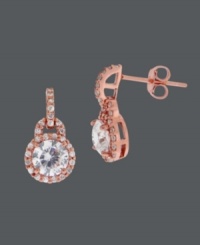 Infuse your look with caramel-kissed shine and a hint of sparkle. B. Brilliant earrings feature a chic, 14k rose gold over sterling silver setting that shines with the addition of round-cut cubic zirconias (2-1/3 ct. t.w.). Approximate drop: 5/8 inch. Infuse your look with caramel-kissed shine and a hint of sparkle. B. Brilliant earrings feature a chic, 14k rose gold over sterling silver setting that shines with the addition of round-cut cubic zirconias (2-1/3 ct. t.w.). Approximate drop: 5/8 inch.
