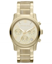 A touch of natural-inspired horn lends a rustic presence to this Runway watch from Michael Kors. A touch of natural-inspired horn lends a rustic presence to this Runway watch from Michael Kors.