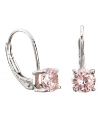 Pink perfection. She'll look pretty as a princess in these round-cut cubic zirconias (1 ct. t.w.). CRISLU's delicate drop earrings are crafted in platinum over sterling silver with a secure leverback closure. Approximate drop: 1 inch. Pink perfection. She'll look pretty as a princess in these round-cut cubic zirconias (1 ct. t.w.). CRISLU's delicate drop earrings are crafted in platinum over sterling silver with a secure leverback closure. Approximate drop: 1 inch.
