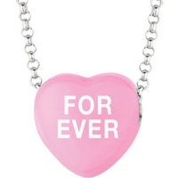 Sterling Silver Dark Pink Color Sweethearts Candy Heart Necklace - Forever Sterling Silver Dark Pink Color Sweethearts Candy Heart Necklace - Forever