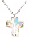 Sterling Silver Chain with Swarovski Elements Cross Pendant Necklace, 24