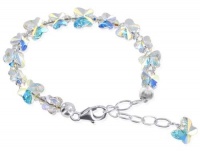 SCBR211 Sterling Silver Butterfly Clear AB Crystal Bracelet 5.5 to 7 inch Made with Swarovski Elements SCBR211 Sterling Silver Butterfly Clear AB Crystal Bracelet 5.5 to 7 inch Made with Swarovski Elements
