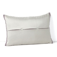 Surround yourself with the elegance of this Waterford decorative pillow, boasting a silver ground with plum hued piping and a crisp button back. Surround yourself with the elegance of this Waterford decorative pillow, boasting a silver ground with plum hued piping and a crisp button back.