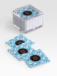 Set of disposable coasters adds a special touch to cocktail hour or a dinner party. Arrives in a Lucite box with a lid for easy storage. Perfect gift idea Set of 125 coasters Made of heavyweight paperboard Set: 4 X 4 X 3 Made in USAFOR PERSONALIZATION Select a quantity, then scroll down and click on PERSONALIZE & ADD TO BAG to choose and preview your personalization options. Please allow 2 weeks for delivery. Set of disposable coasters adds a special touch to cocktail hour or a dinner party. Arrives in a Lucite box with a lid for easy storage. Perfect gift idea Set of 125 coasters Made of heavyweight paperboard Set: 4 X 4 X 3 Made in USAFOR PERSONALIZATION Select a quantity, then scroll down and click on PERSONALIZE & ADD TO BAG to choose and preview your personalization options. Please allow 2 weeks for delivery.