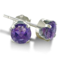 1ct Amethyst Stud Earrings in Sterling Silver 5mm