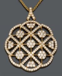 Gorgeous round-cut diamonds (2 ct. t.w.) form an exquisite flower on this 14k gold pendant from Effy Collection. Approximate length: 18 inches. Approximate drop: 1-1/2 inches.