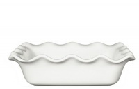 Emile Henry 9 by 9-Inch Ruffled Square Baker, Blanc Emile Henry 9 by 9-Inch Ruffled Square Baker, Blanc