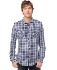 A structured fit mixed with classic plaid give this Buffalo David Bitton button down its relaxed style. A structured fit mixed with classic plaid give this Buffalo David Bitton button down its relaxed style.