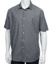 American Rag Stadium Grey (Gray with white and red) Vertical Stripes SS Button Down Shirt