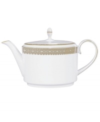 Inspired by the intricate ribbons of lace that adorn Vera Wang dresses, this gold lace border melds with a delicate floral design to form a pattern on this collection of dinnerware and dishes that is both exquisitely detailed and elegantly timeless. Holds 22.5 oz. Inspired by the intricate ribbons of lace that adorn Vera Wang dresses, this gold lace border melds with a delicate floral design to form a pattern on this collection of dinnerware and dishes that is both exquisitely detailed and elegantly timeless. Holds 22.5 oz.
