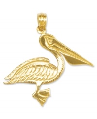 Add a taste of the tropics. This petite, pelican charm features an intricate, carved design in 14k gold. Chain not included. Approximate length: 1 inch. Approximate width: 1 inch. Add a taste of the tropics. This petite, pelican charm features an intricate, carved design in 14k gold. Chain not included. Approximate length: 1 inch. Approximate width: 1 inch.