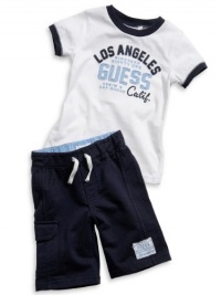 GUESS Kids Boys Tee and Shorts Set (12-24M), WHITE (24M) GUESS Kids Boys Tee and Shorts Set (12-24M), WHITE (24M)