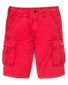 Featuring an on-trend burst of bright color, these casual cargo shorts ring in the season of warm weather with a bang.