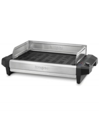 Go for the grill-a cast iron construction coupled with electric power & 3 temperature settings is the perfect complement for the master chef's countertop. An extra large surface can prep up to 6 burgers at one time and the stainless steel drip tray catches all the runoff grease & fats for healthier cooking. Model C1G100. 1-year warranty. Go for the grill-a cast iron construction coupled with electric power & 3 temperature settings is the perfect complement for the master chef's countertop. An extra large surface can prep up to 6 burgers at one time and the stainless steel drip tray catches all the runoff grease & fats for healthier cooking. Model C1G100. 1-year warranty.
