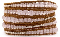Chan Luu Rose Quartz and Silver Nuggets Graduated Wrap Bracelet on Henna Leather Chan Luu Rose Quartz and Silver Nuggets Graduated Wrap Bracelet on Henna Leather